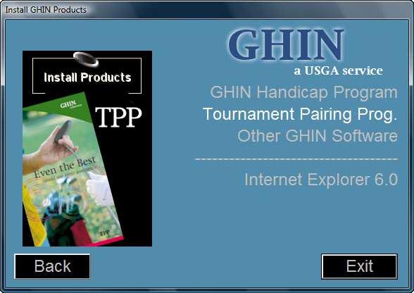 The Tournament Pairing Program Welcome window of the Setup Wizard will now appear. Click the Next button to continue. 6. GHIN License Agreement.