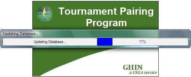This will launch the Tournament Pairing Program Database Restore utility and create and configure the Tournament Pairing Program Database for you to use.