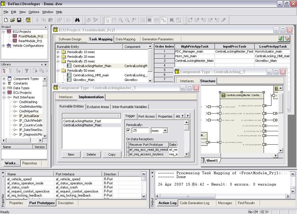 ECU Software Davinci Developper Design und Generiertool für embedded Komponenten Views for
