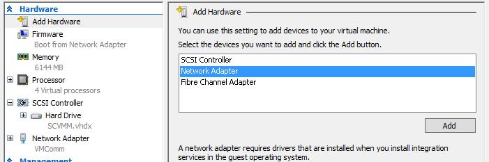 5.3 Add SMB Network Adapter to the SCVMM VM 1. In the Microsoft Failover Cluster Manager, select Roles. Right-click the SCVMM VM and select Settings. 2.