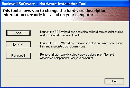 Start the EDS hardware installation wizard to initiate the EDS loading process by opening the tool as shown in the following path: Start >