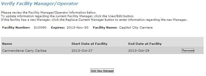 6. Click Reinstate Association if the displayed manager was end-dated in error. 7.