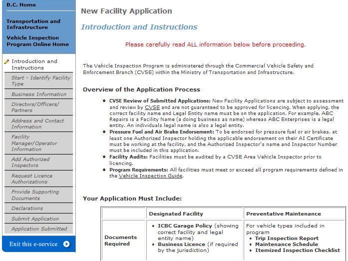 New Facility Application All applications MUST be filled out online. Blank application forms are no longer available to be printed and filled out by hand.