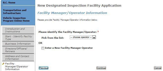 Facility Manager / Operator 1. The facility manager must be provided. 2.