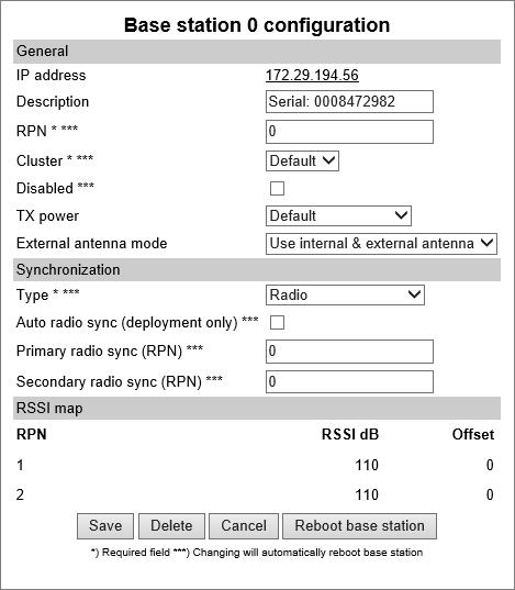 Secondary radio sync (RPN) (Optional) RPN identifying the base station used for secondary radio synchronization.