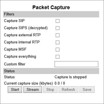 Setting Packet Capture - Status Status Shows the status of the capture progress. 3.
