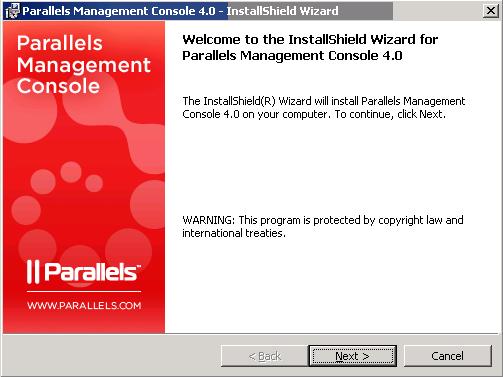 Setting Virtuozzo Tools to Work 45 Installing Graphical Client Parallels Management Console is automatically installed on your Node during the Virtuozzo Containers 4.5 installation.