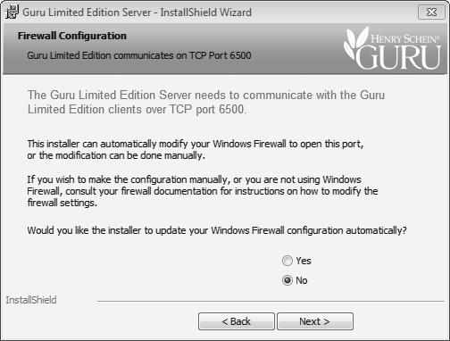 With the commercial edition of Dentrix, the Guru Limited Edition Server needs access to a specific port in the system to function properly. Typically, this port is blocked by firewall protection.
