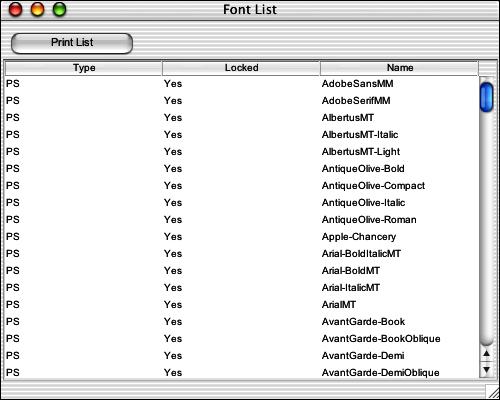 WorkStation Click to print the Font List Command WorkStation LE 3. Select the PostScript or PCL option to specify the type of fonts displayed. 4.