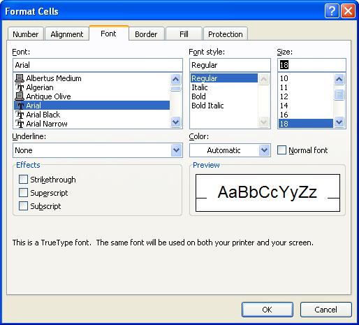 The font size can also be changed using the Fmat Cells dialogue box. Click on the Home tab and click on the Font dialogue box launcher. The Fmat Cells dialogue box will then appear.