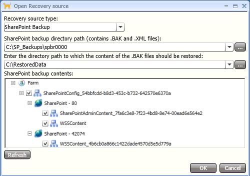 c d Click on the appropriate folder containing the SharePoint backup file. The Browse For Folder dialog box closes.