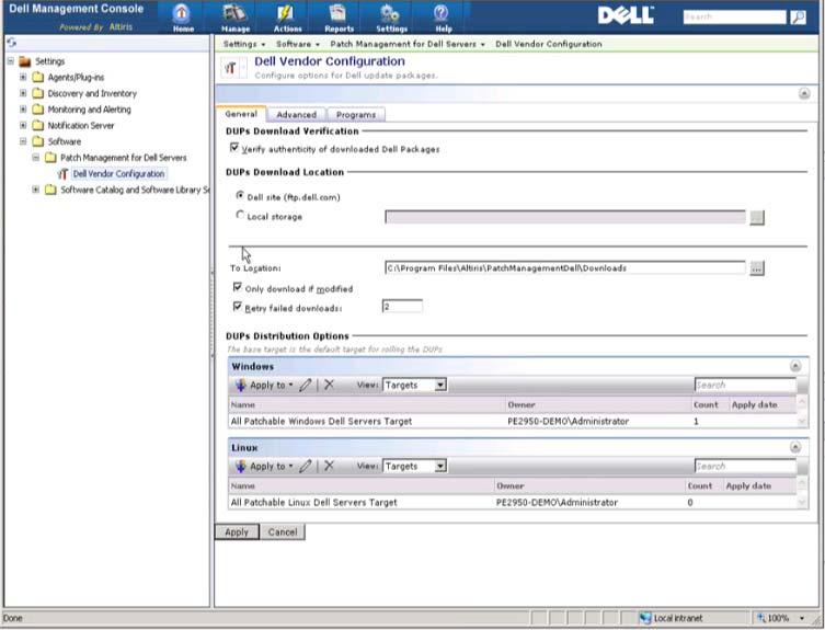 Figure 6: DUP Configuration Settings This page lets you set up how you want Dell Update Packages (DUPs) distributed. You can continue with the default options.