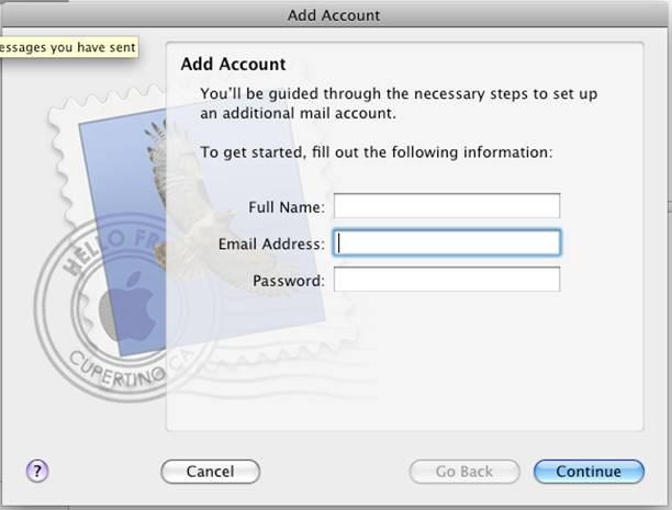 your new IMAP Email account on Mail for Mac OS X.