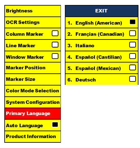 Language Setting The DaVinci supports multiple languages that can be set in the Primary Language menu.