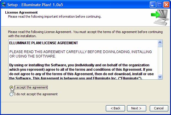 Installation and Registration Guide Installation 2. Read the license agreement and, if you agree to the terms, select I accept the agreement.