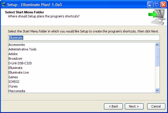 Elluminate Plan! version Beta This panel lists the disk space required for Elluminate Plan! Make sure you specify a directory on a drive that has sufficient disk space.