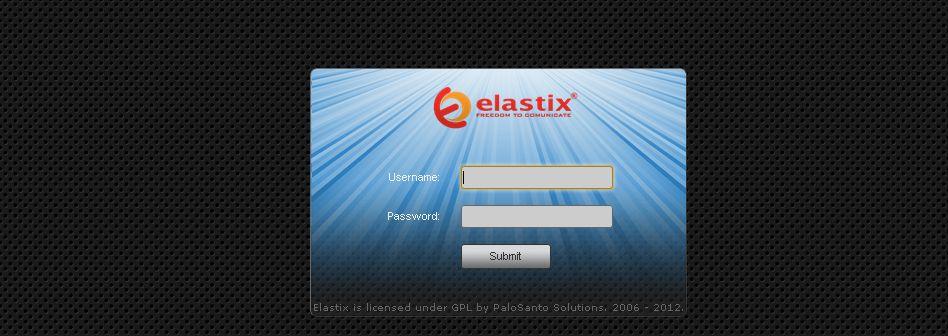 PaloSanto Solutions To set up the Elastix Server for the Allo GSM Interface Card, 1. Go to the web address of the Elastix Server Login page.