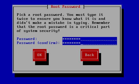 Zvoľte si root-ovské heslo.!zapamätajte si ho!