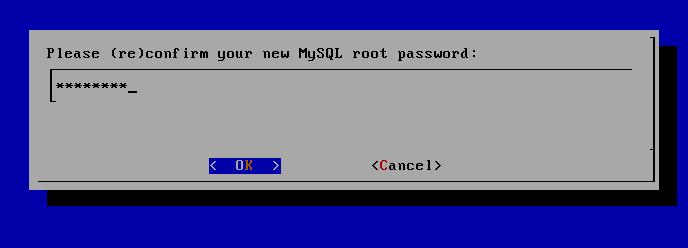 Vás zadanie nového hesla pre MySQL databázu.