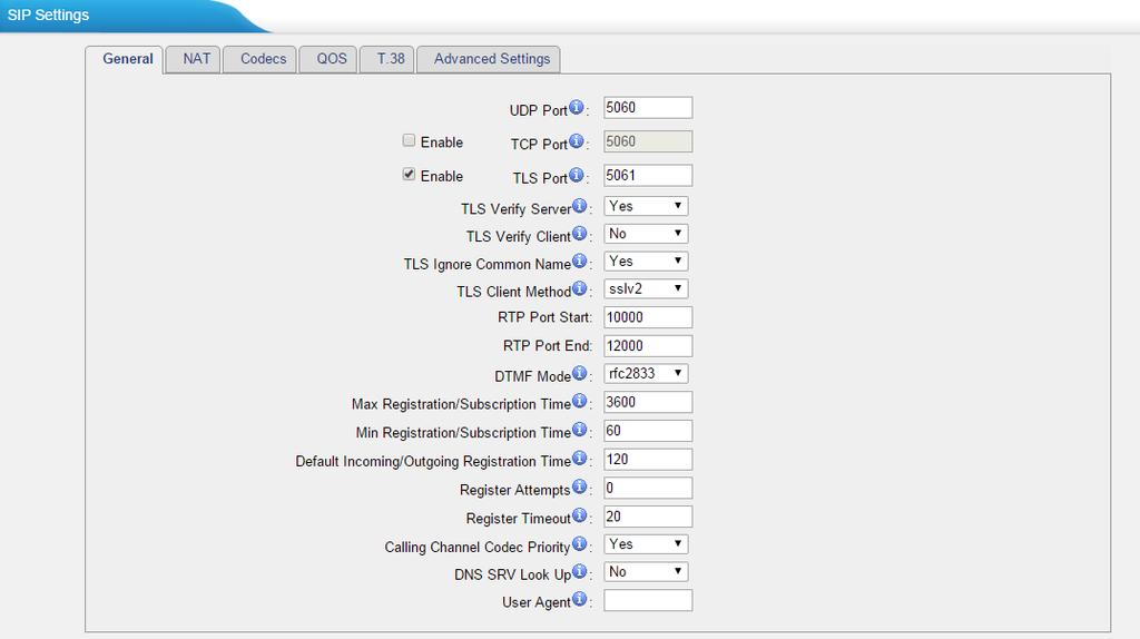 Table 4-7 of Service Provider Trunk Settings Trunk Type Choose the type of trunk, Service Provider.