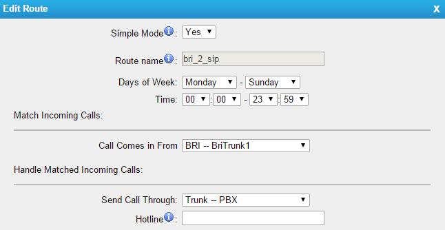 Figure 4-19Simple Mode Route Table 4-14 of Simple Mode Route Route Name Define the route name. Days of Week Limit the days that the route can be used. Time Limit the time when the route can be used.