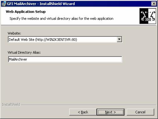 Screenshot 13 - Selecting a Website and Virtual Directory 6.