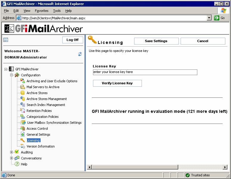 1. Click Start All Programs GFI MailArchiver GFI MailArchiver to load the GFI MailArchiver configuration in Internet Explorer. 2.