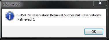 After retrieving the reservations, the IRC provides you with a status message letting you know if the