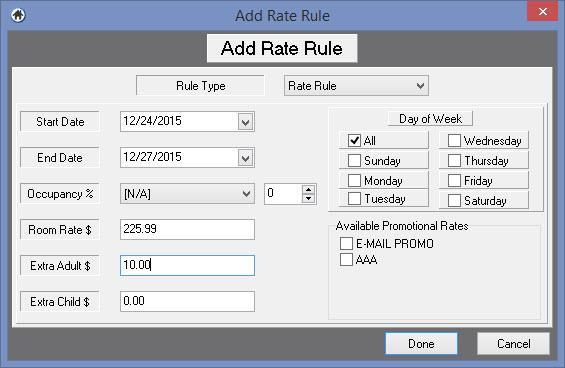 The Add Rate Rule screen is displayed. 4.