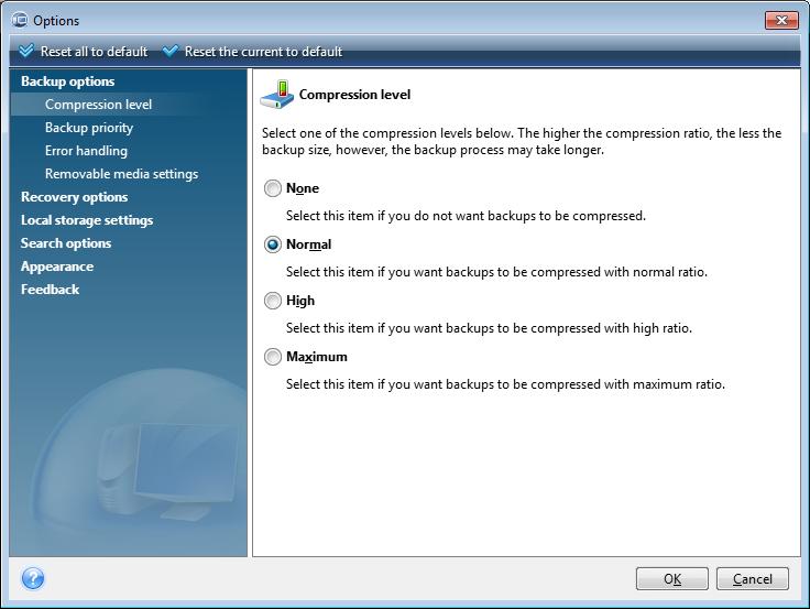 6.3 Options screen Seagate DiscWizard has options related to its appearance and various program functions.