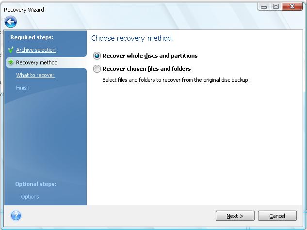 Data recovery directly from an FTP server requires the archive to consist of files of no more than 2GB each.