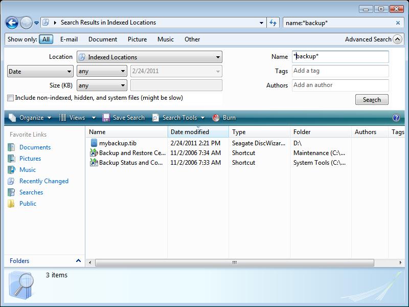 After completing the indexing, the Desktop Search will be able to search files in tib backup archives.