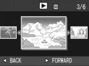 The screen changes to threeframe view. The large frame at the center of the screen displays the currently selected still image. Press the! button to display the still image 10 frames backward.