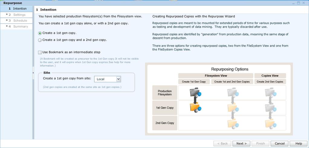 Once the application has been selected, and the Create Repurpose Copy button has been clicked, the Repurpose wizard is launched, as seen in Figure 8 - Repurpose Wizard.