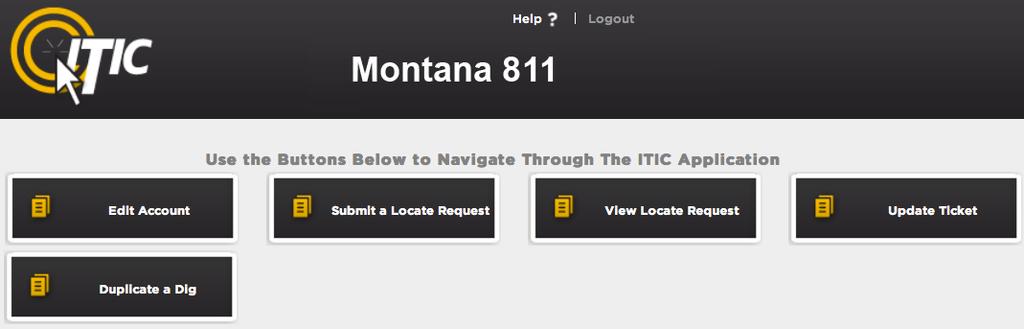 SUBMIT A LOCATE REQUEST 05 The ITIC Main Menu appears