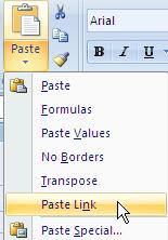 PASTE LINK Insert data saved to the clipboard so that the inserted data will change if the ORIGINAL data changes.