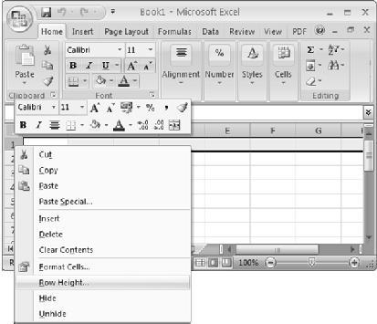 F6 = D6*$B$15 Cell F7 = D7*$B$15 etc Excel 2007 Formatting Select a row and