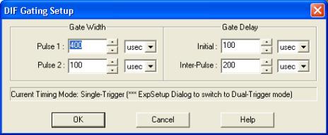 178 PI-MAX 4 System Manual Issue 9 7. Click on the Gating tab, select DIF Gating, and click on the Setup button. See Figure 10-7. Figure 10-7: WinX SuperSYNCHRO Dialog: Gating Tab 8.