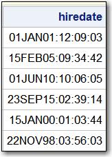 Extract the date portion of hire date DATEPART