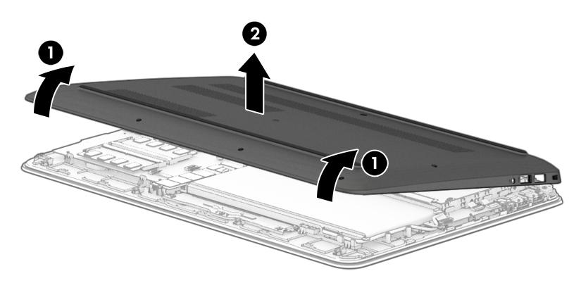 2. Remove the rubber strip (1), and then remove 10 Phillips 2x5 screws (2) and (3). 3.