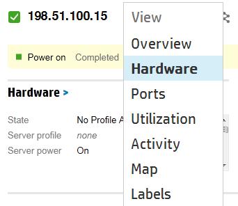 On the Server Hardware screen, select the server you added 198.51.100.15. The details pane displays information about the server. 2.