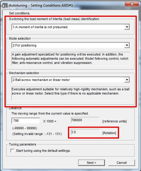 The following settings should be set by default, verify they match these settings. Set "Switching the moment of inertia" to "1: A moment of inertia is not presumed".