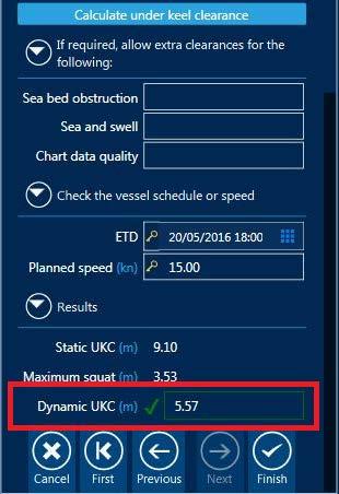 If you are using ADMIRALTY TotalTide the clearances and validation warnings will automatically recalculate when you change your schedule and passing time at the waypoint.