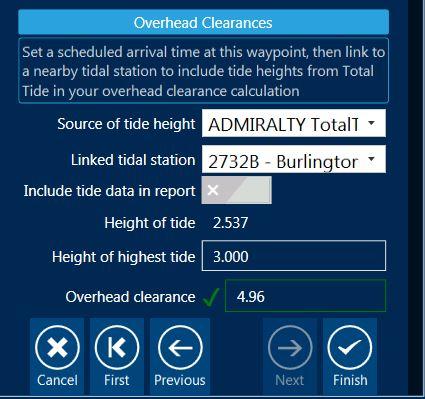 Once the details have been populated the software will calculate your Overhead clearance. If you have enough clearance a green tick will display.