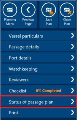 Updating the plan status At any time during the planning process you can display a status at the top of the route table.