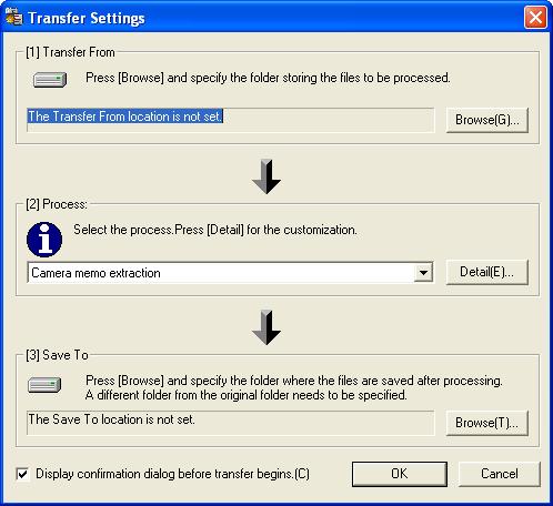 Transfer Settings EX1 for Server Clicking the EX1 icon in the system tray with the right mouse button displays the following transfer settings dialog.
