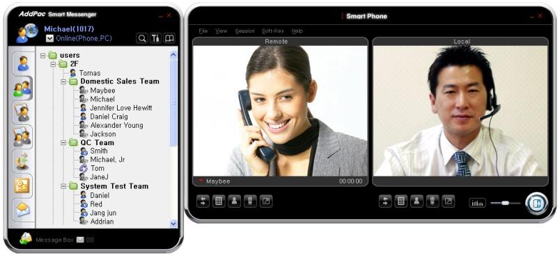 Smart Communicator AP-SMP100 Soft Phone (Video/Voice) MS-Window based Soft-Phone Smart Multimedia (Video/Voice)