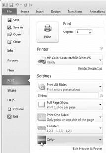 2), such as creating, opening, saving, and printing. Click Options to set PowerPoint preferences. To open a presentation on which you ve recently worked, click its name in the Recent list.
