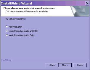 9 Select a work environment. This is an initial set of Pro Tools Preferences.