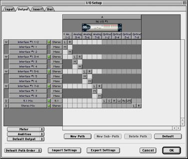 I/O Setup Maps Pro Tools channels to hardware inputs and outputs. The I/O Setup dialog lets you customize the Pro Tools mixer to match your work style and the needs of your projects.